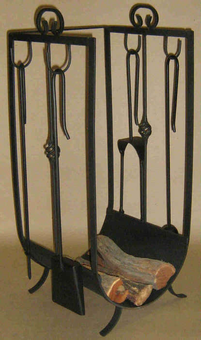 Fireplace. Log rack with tools                            lr1