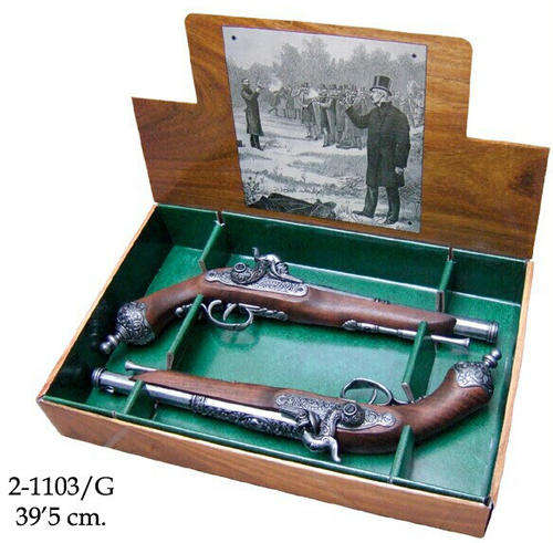 Pistols. Pair of flintlock dueling pistols. Replica non functional          bd12             bd12