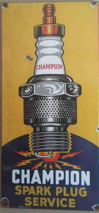 Champion spark plugs   Big metal sign. 40 x 68cm