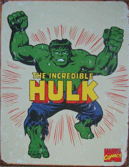 Hulk vintage retro comic metal sign.