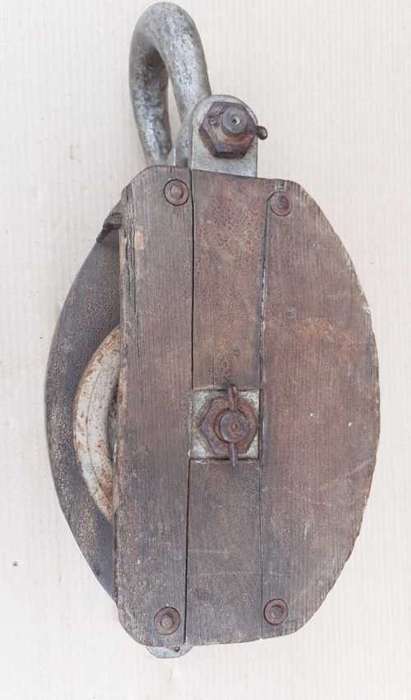 Vintage Wooden triple Pulley. OLD