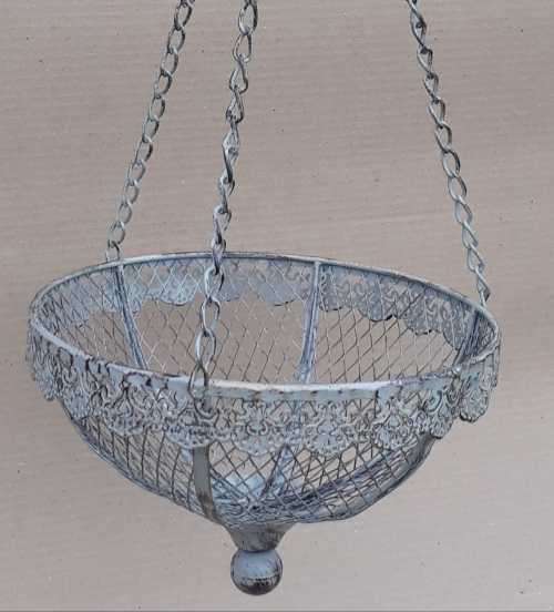 Garden. Hanging basket. Lace trimming.