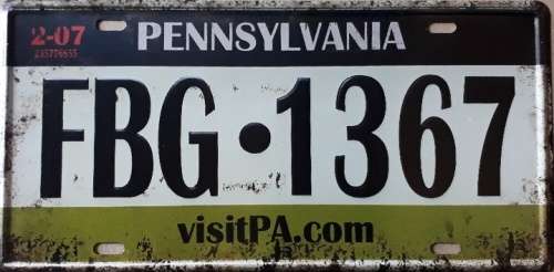 Pennsylvania State of America metal license plate