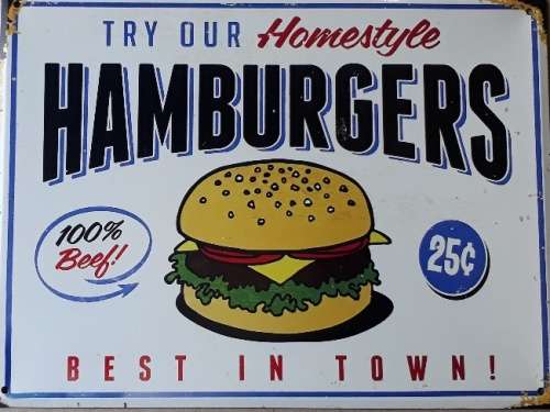 Hamburger metal sign