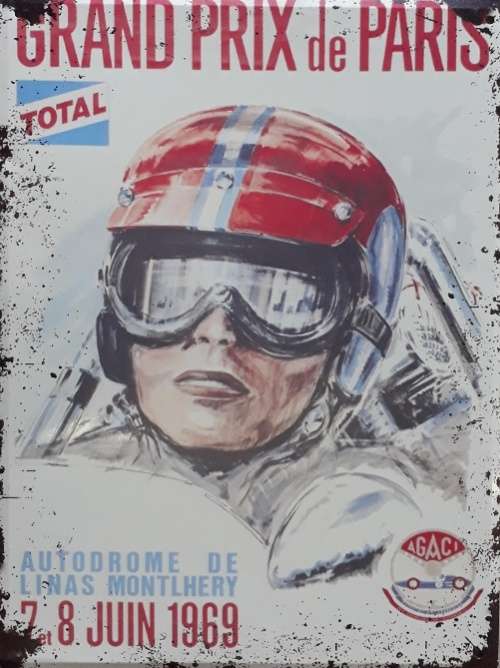 Grand prix de Paris. Racing metal sign