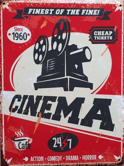 Cinema metal sign