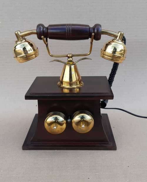 Decorative Vintage Wood & Brass Telephone