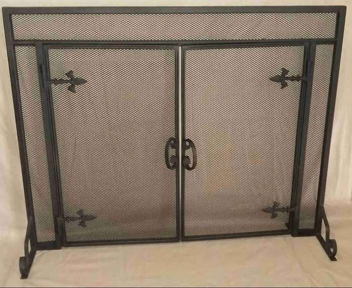 Free Standing Fire Screen with Double Opening Doors 80 x 80