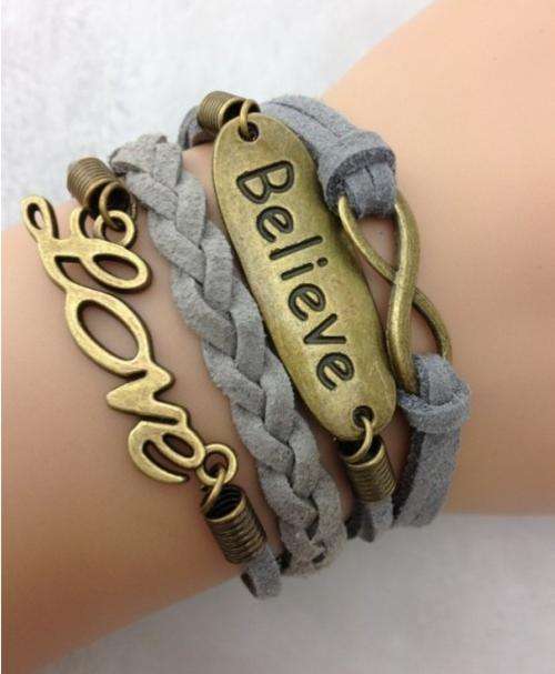Bracelet- -Infinity, love and believe Charm