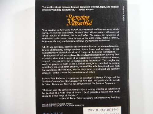 Recreating Motherhood - Paperback - Barbara Katz Rothman
