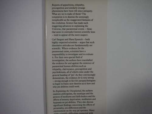 Explaining The Unexplained: Mysteries of the Paranormal by Hans. J Eysenck and Carl Sargent