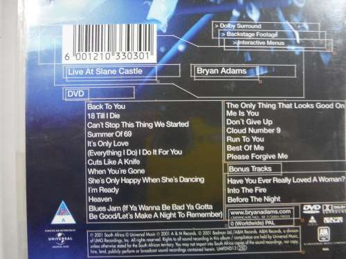 Bryan Adams- Live At Slane Castle, Ireland 2000 (MUSIC DVD)