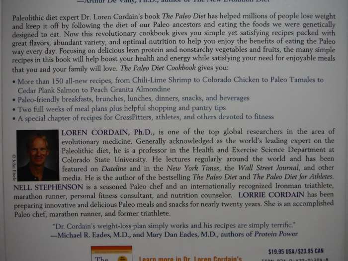 The Paleo Diet Cookbook - Softcover - Loren Cordain, Ph.D.