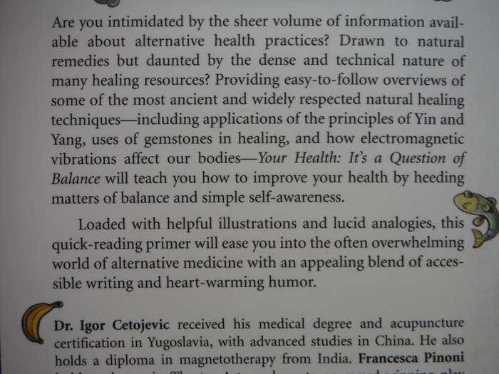 Your Health : It`s a Question of Balance - Paperback - Dr Igor Cetojevic