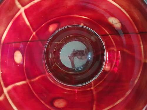 Large Stunning Murano Jardiniere/ Vase in Crimson Glass!! Stunning pattern!!