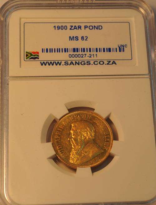 ZAR 1900 GOLD POND GRADED MS62 HERNS PRICE R17500.00 UNC LUSTROUS NO RESERVE  HAPPY BIDDING