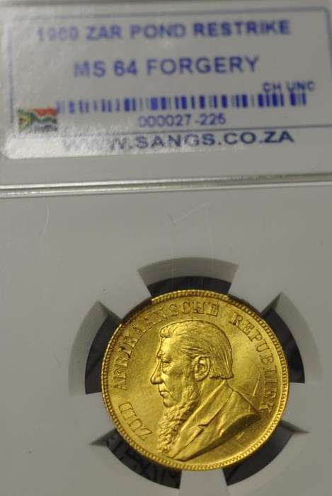 1900 ZAR GOLD POND GRADED RESTRIKE MS64 FORGERY NO RESERVE LUSTROUS