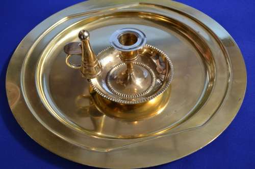 Brass Tray and  Candle Holder with Snuffer