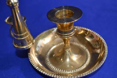 Brass Tray and  Candle Holder with Snuffer