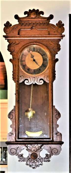 Very Large Vintage Wooden Clock Case with converted movement