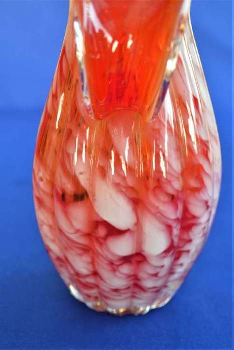 Murano Ribbed Spatter Glass Ewer Pitcher