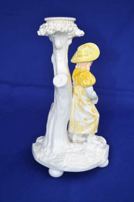 Royal Worcester Antique Young Girl Figure Candle Holder