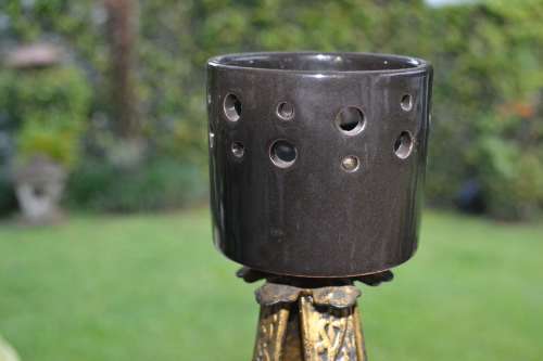 Vintage Brass Tone Metal Three Tiered Candle Holder