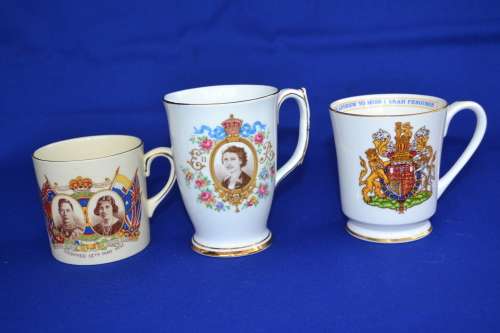 British Royal Family Commemorative Mugs - 3 Pieces