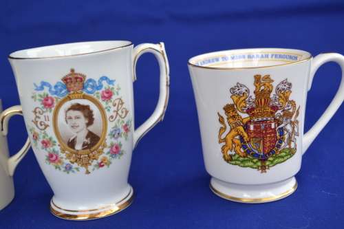 British Royal Family Commemorative Mugs - 3 Pieces