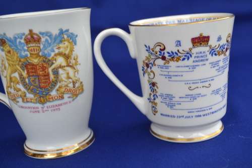 British Royal Family Commemorative Mugs - 3 Pieces