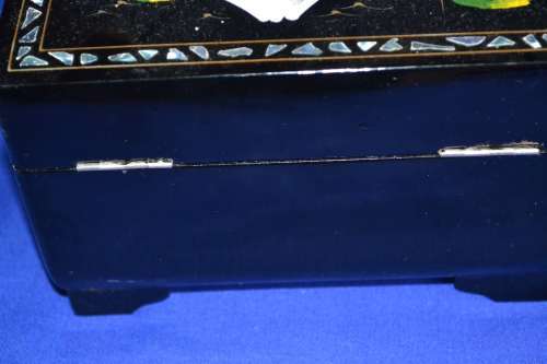 Vintage Black Lacquer Japanese Musical Jewellery Box