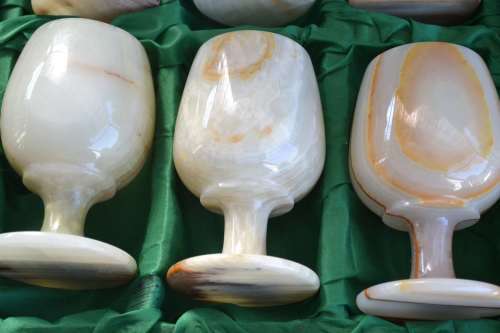 Set of Six Vintage Onyx Goblets in Original Presentation Box