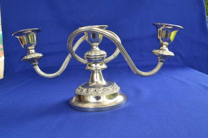 Small Vintage Three Arm Silver Plated Candelabra