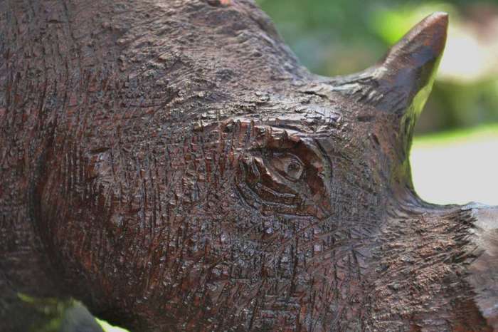 Large Wooden Hand Crafted Rhino - Justice Ncube