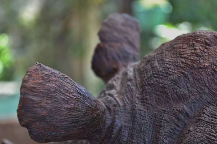 Large Wooden Hand Crafted Rhino - Justice Ncube
