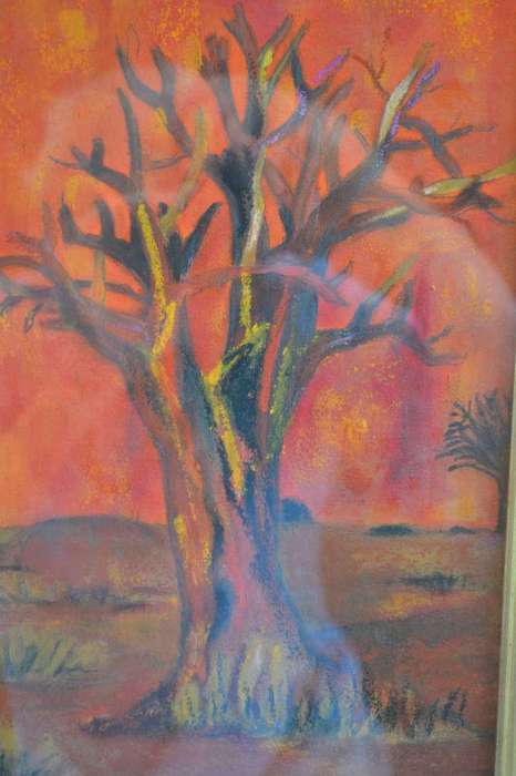 Original Painting Signed S Thompson in Heavy Mahogany Frame