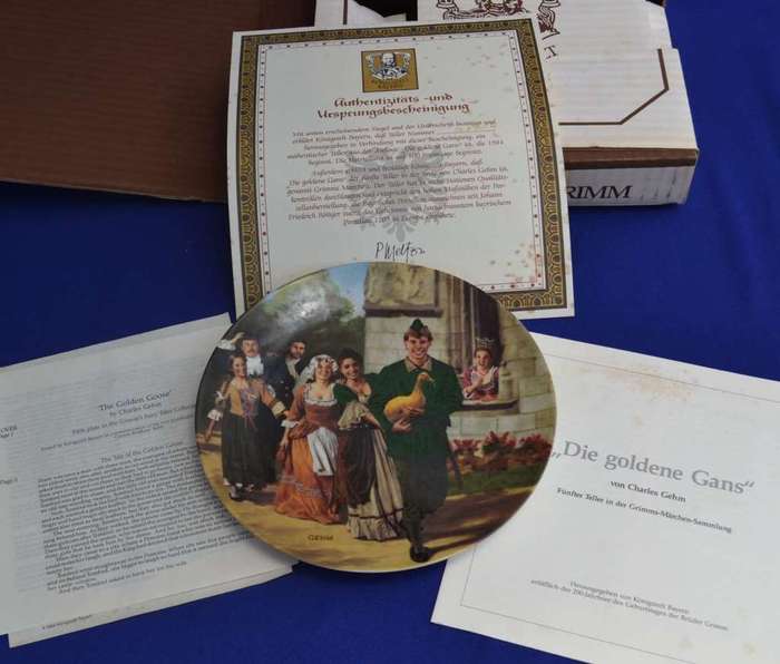 Konigszelt Bayern Die Goudene Gans (The Golden Goose) Plate with COA