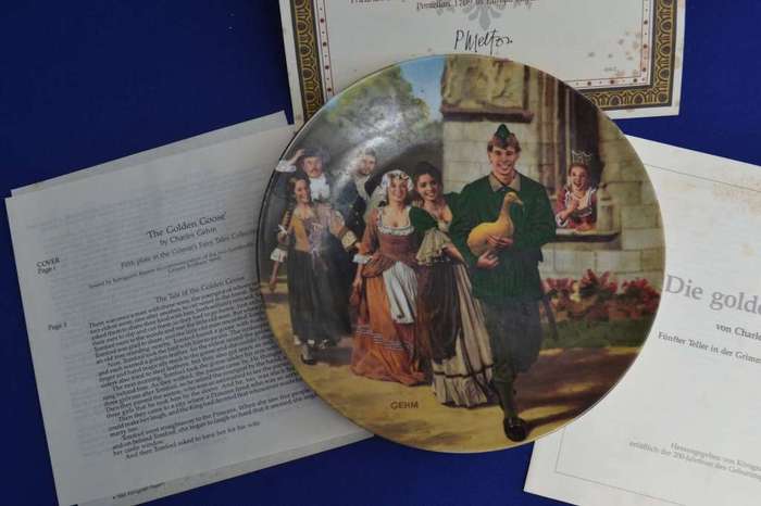 Konigszelt Bayern Die Goudene Gans (The Golden Goose) Plate with COA