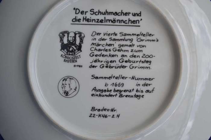 Konigszelt Bayern Der Schunmacher und de Heinzelmanchen Collectors Plate with COA