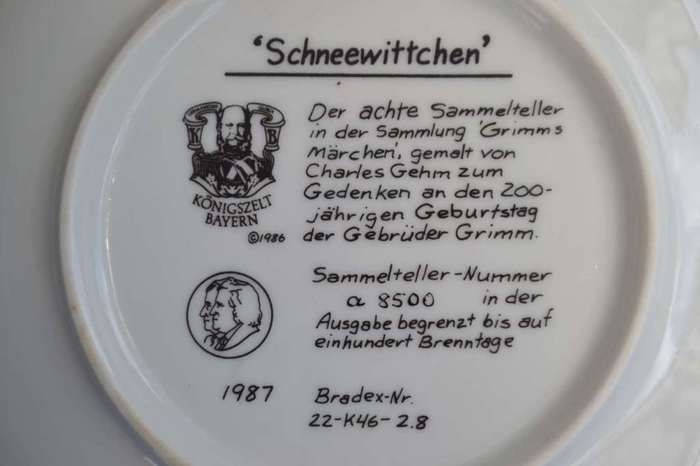 Konigszelt Bayern Schneewittchen {Snow White) Collectors plate with COA