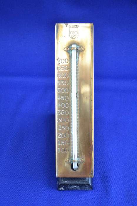 Vintage Brass Thermometer on Metal Stand