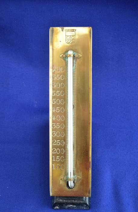 Vintage Brass Thermometer on Metal Stand