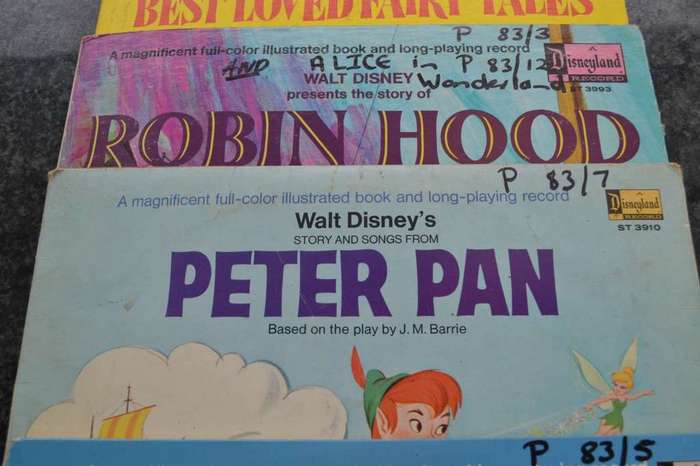 Various Vintage Vinyl Record  and Book Children`s stories -Disneyland