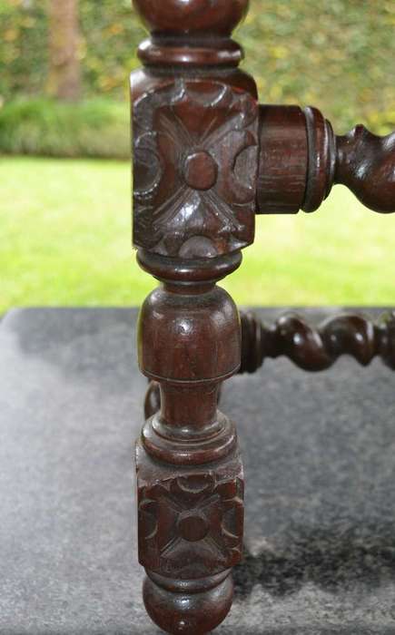 Antique Carved Oak Barley Twist  High Backed  Chair