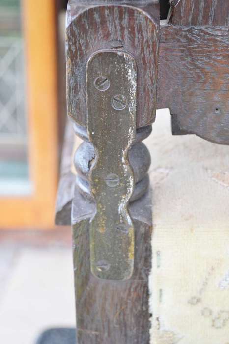 Antique Carved Oak Barley Twist  High Backed  Chair
