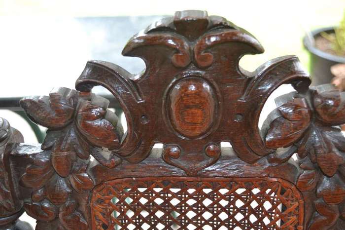 Antique Carved Oak Barley Twist  High Backed  Chair