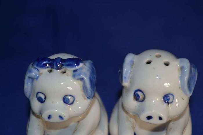 Collection of Blue and White Porcelain Pig Ornaments