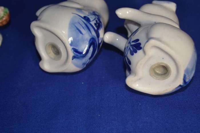 Collection of Blue and White Porcelain Pig Ornaments