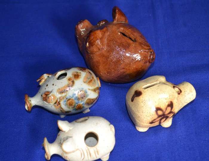Ceramic Pig Ornaments x 4