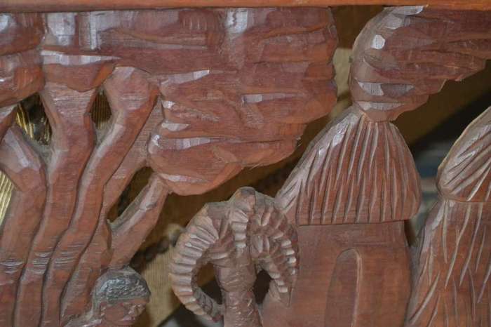 Large, Heavy Carved Wooden Panel / Wall Hanging -  Vintage